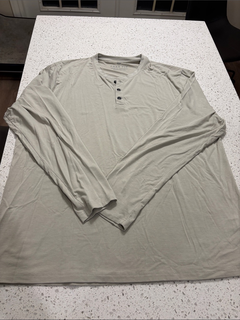 Free Fly Apparel Light Olive Henley Long Sleeve Shirt